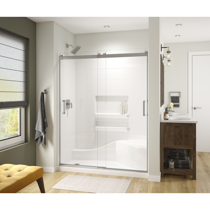 MAAX 135691-900-084-000 Revelation Square 56-59 x 70 -73 in. 6 mm Bypass Shower Door for Alcove Installation with Clear glass in Chrome