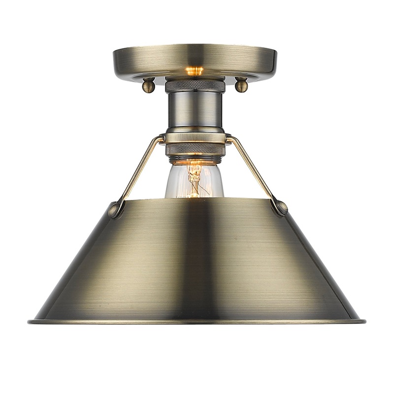 One Light Flush Mount from the Orwell Collection in Aged Brass Finish by Golden