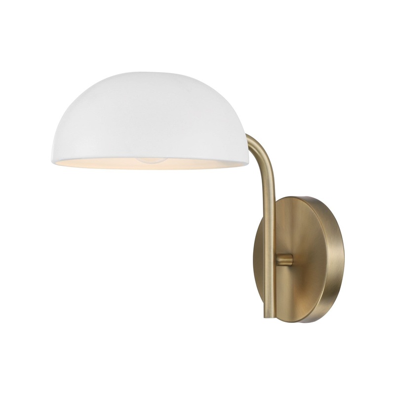 One Light Wall Sconce from the Reece Collection in Aged Brass and White Finish by Capital Lighting