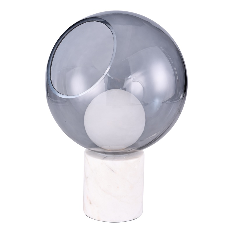 Allegra 16″ Alabaster and Glass Table Lamp White / Smoked