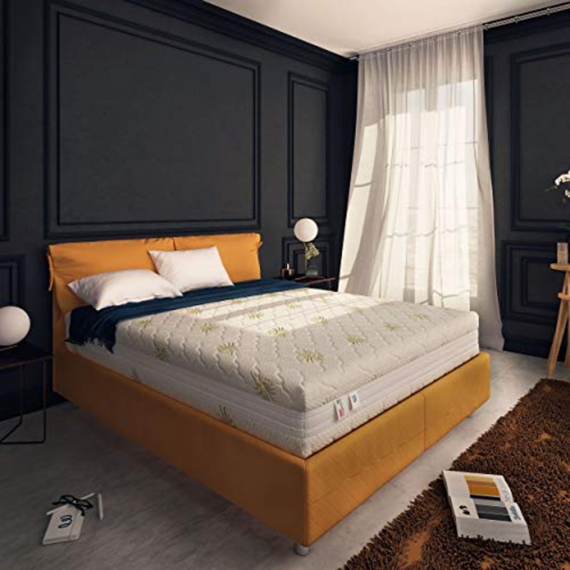 Baldiflex Emporio, Materasso Matrimoniale Memory Plus Top 4 Strati 160 x 200 cm Alto 25 cm, Rivestimento Sfoderabile Aloe Vera Cus. Saponetta incl.
