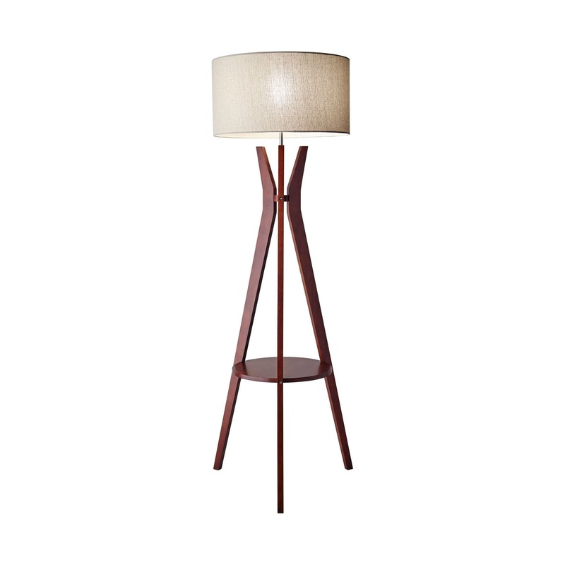 Bedford Shelf Floor Lamp Solid Walnut Wood