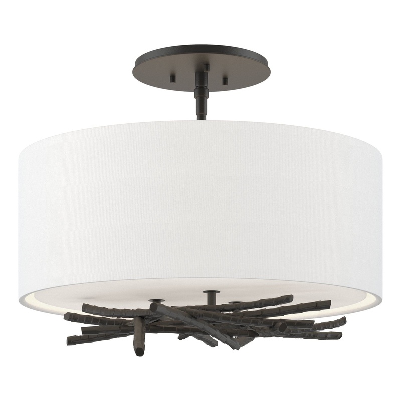 Brindille Semi-Flush Black Natural Anna Shade (SF)