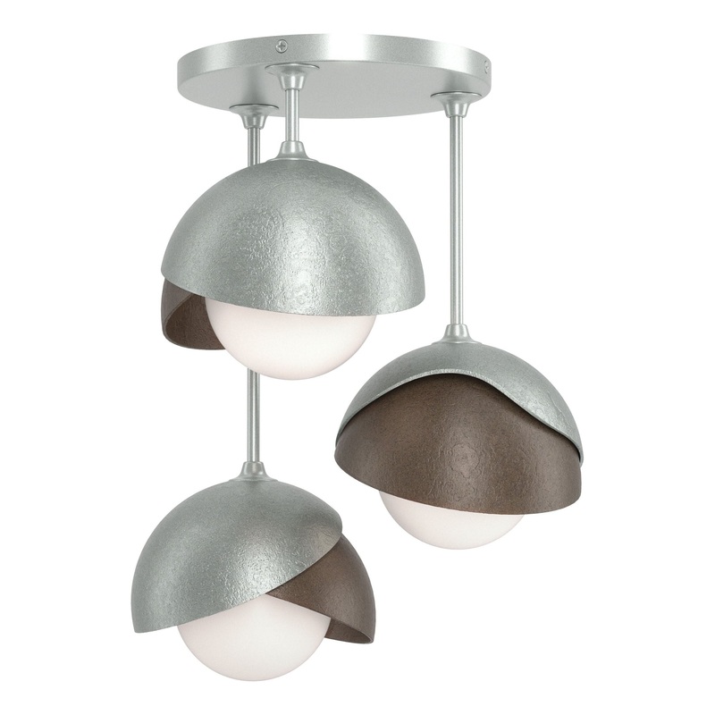 Brooklyn 3-Light Double Shade Semi-Flush Vintage Platinum Bronze
