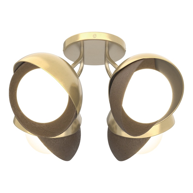 Brooklyn 4-Light Double Shade Semi-Flush Modern Brass Bronze