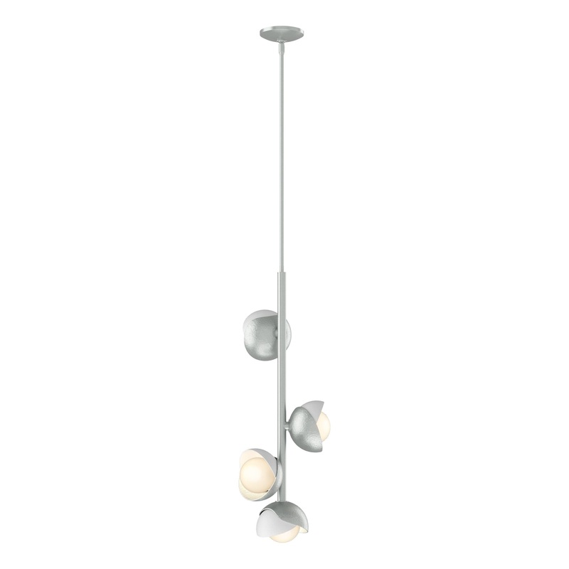 Brooklyn 4-Light Double Shade Vertical Pendant Vintage Platinum White