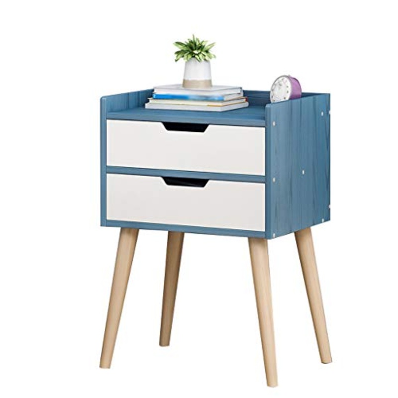 Comodini Decorazione Corridoio Domestica Addensare Studio in Doppio pompaggio di Legno Solido Locker Assemblea Letto Bagno Soggiorno Multifunzione 33X28X54cm MUMUJIN (Color : Blue Wood)