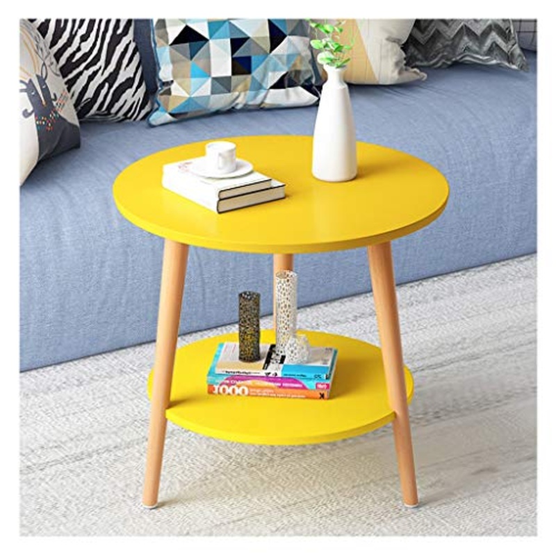 Comodini Moderna Piccola Tavola Rotonda Comodino Camera Tavolino Salotto Tavolino Anti-Skid Mini Side Table Teapoy Comodini Letto (Color : Yellow)