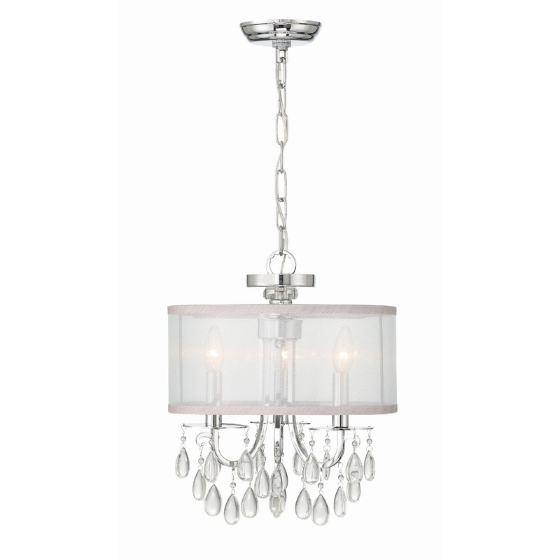 Crystorama 5623-CH Hampton Three Light Mini Chandelier Polished Chrome