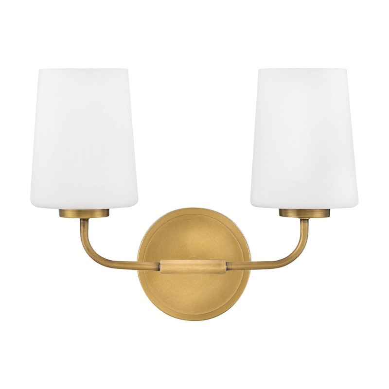 Kline Small Two Light Vanity Heritage Brass with Etched Opal