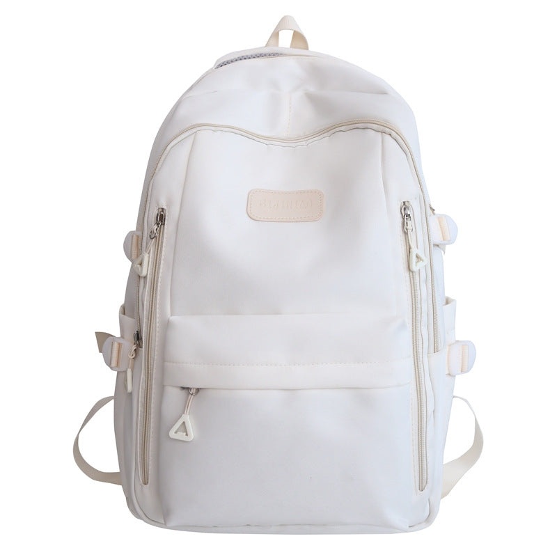 Large Capacity Nylon Backpack – Fits Tablet, A4 Magazines, Umbrella – Multiple Pockets & Adjustable Straps(white)