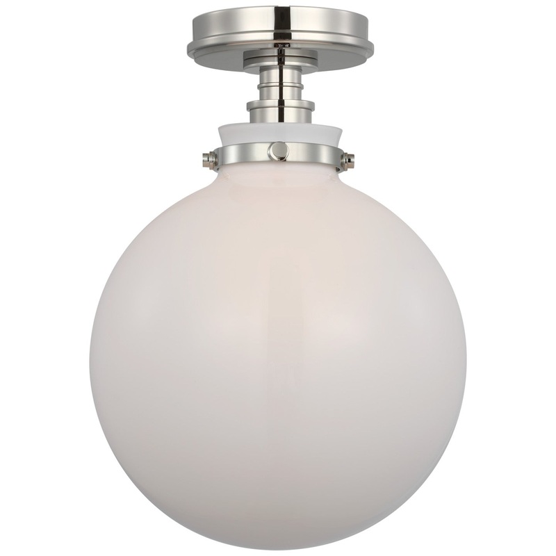 LED Flush Mount from the Parkington Collection in Polished Nickel Finish by Visual Comfort Signature