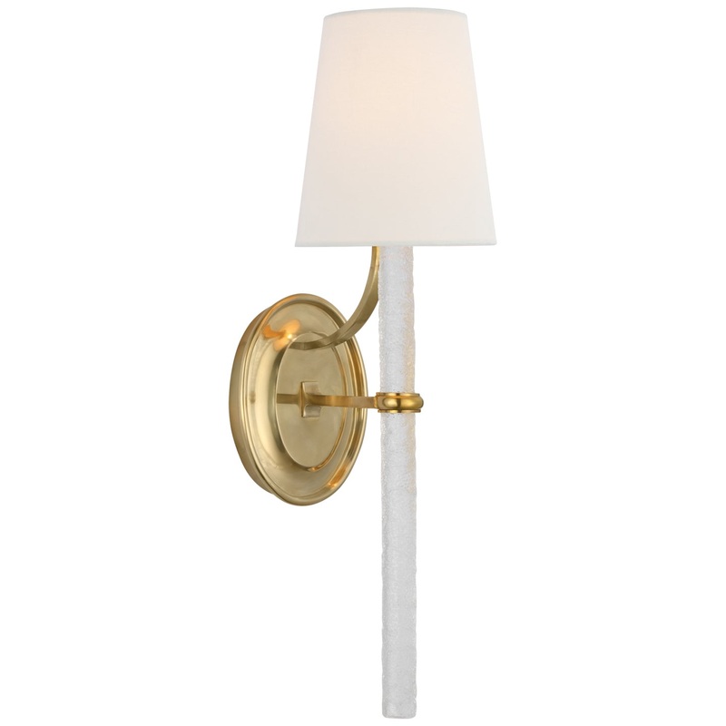 LED Wall Sconce from the Abigail Collection in Soft Brass and Clear Wavy Glass Finish by Visual Comfort Signature