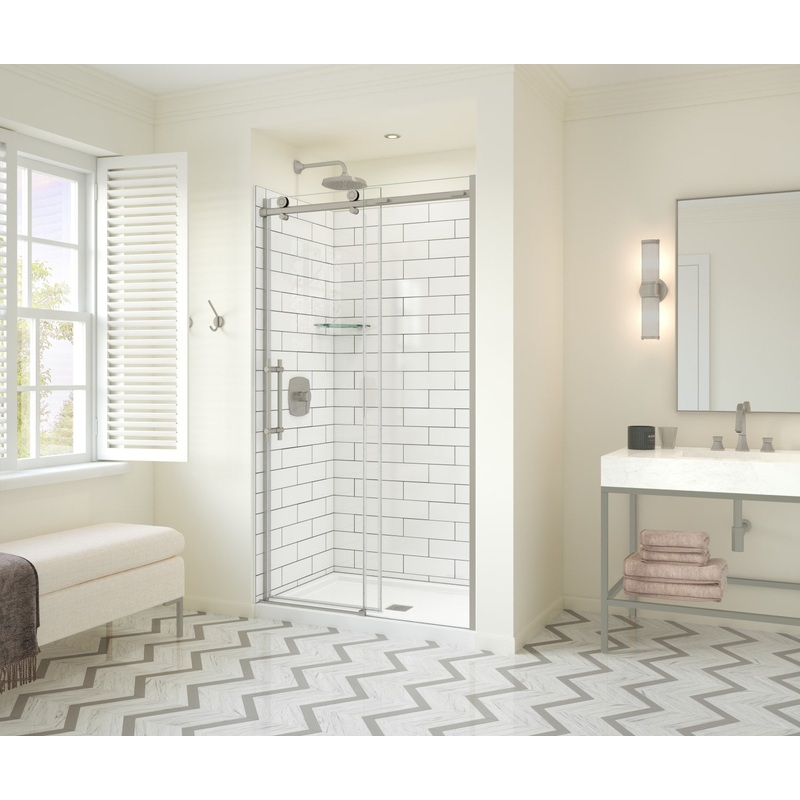MAAX 137421-900-305-000 Odyssey SC 45-47  x 78in. 8 mm Sliding Shower Door for Alcove Installation with Clear glass in Brushed Nickel
