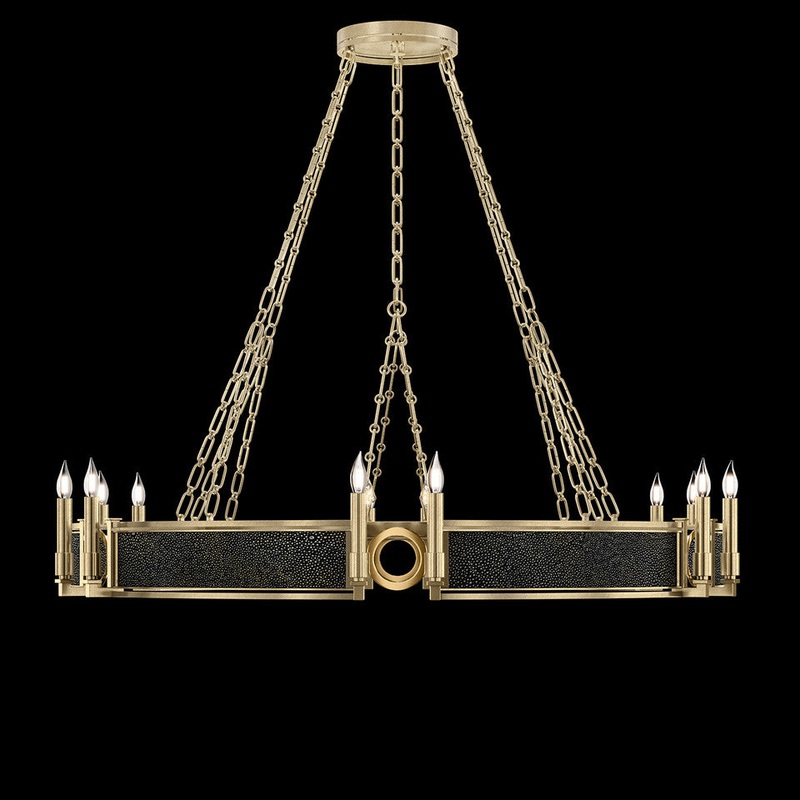 Mirage 49.75″W Round Chandelier Soft Gold Leaf/Brass/Black Knight
