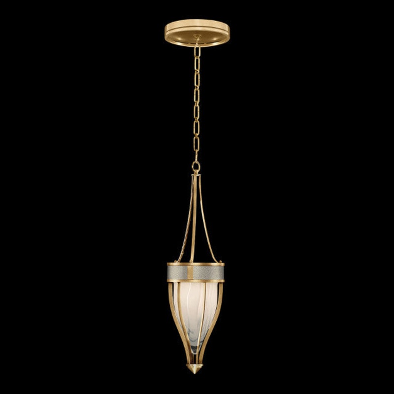 Mirage 7.5″W Round Pendant Gold Leaf/Brass/Coco