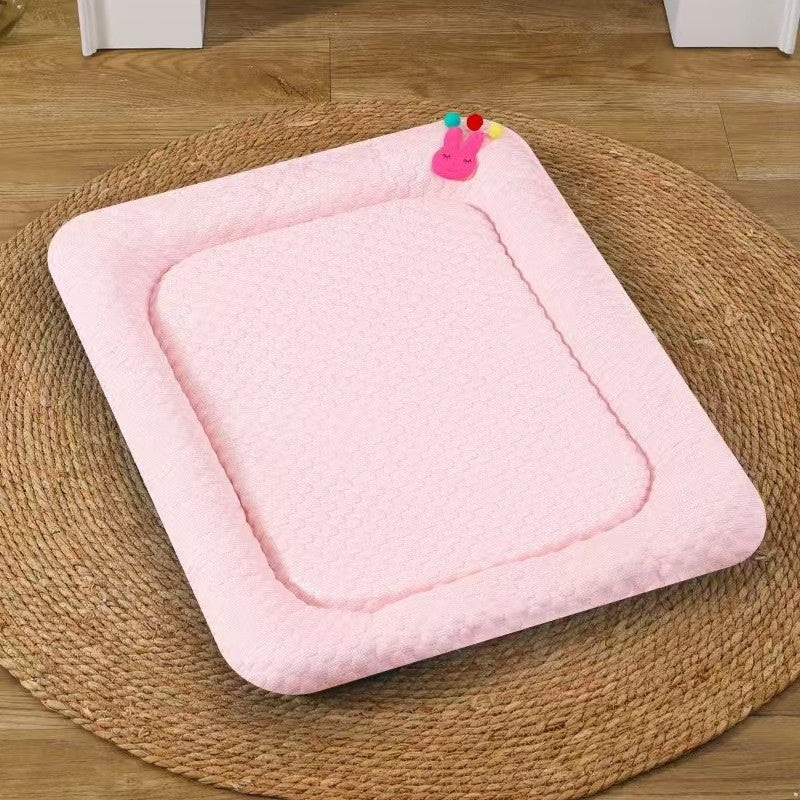 Pink Breathable Cooling Pet Mat – Ice Bean Summer Bed for Small Dogs (L : 50x65cm)