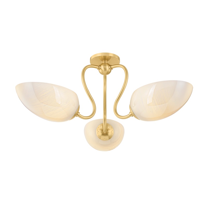 Reva Semi Flush Aged Brass