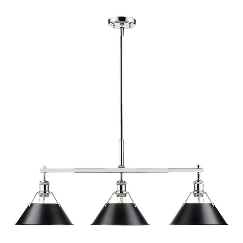 Three Light Linear Pendant from the Orwell Collection in Chrome Finish by Golden