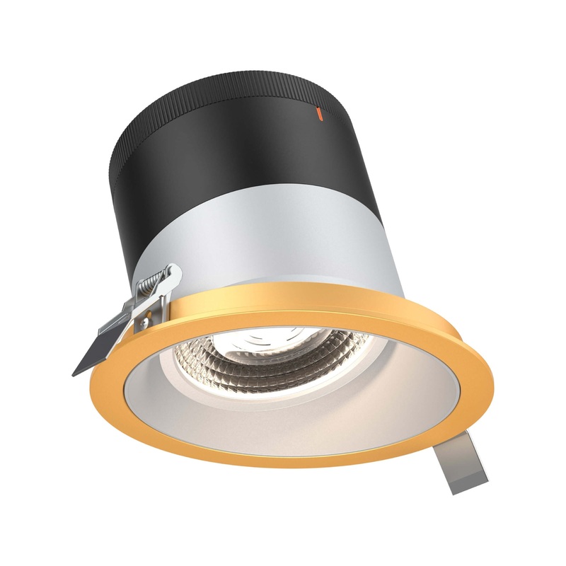 6″ Modular Downlight Alzak with Gold Trim 60 Degrees Sloped Ceiling