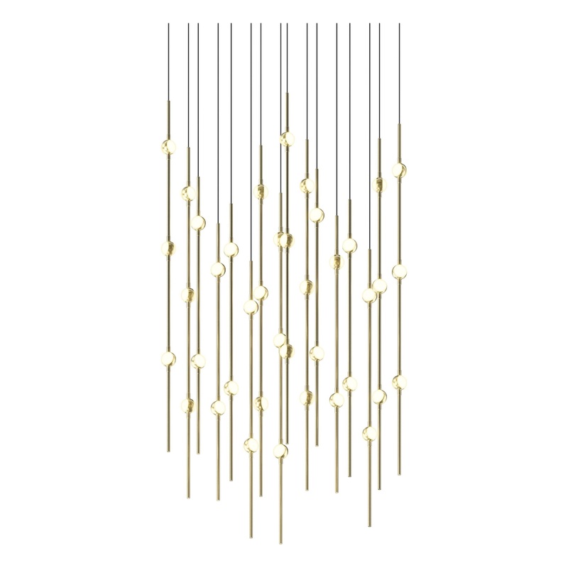 Aries 24″ Square LED Pendant Satin Brass with White Optical Acrylic 3000K 10′ Adjustable Cord