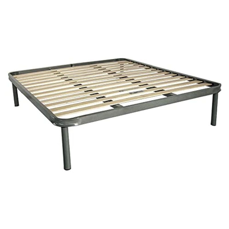 Comprarredo Rete matrimoniale 160×190 ortopedica con doghe flessibili in legno di faggio per letto a due piazze con telaio e piedi in metallo