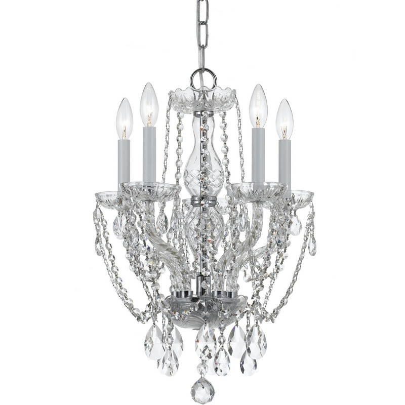 Crystorama 1129-CH-CL-S Traditional Crystal Five Light Mini Chandelier Polished Chrome