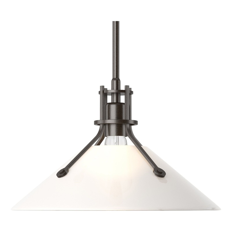 Henry Medium Glass Shade Pendant Oil Rubbed Bronze Frosted Glass (FD)