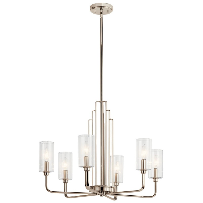 Kichler 52411PN Six Light Chandelier, Polished Nickel