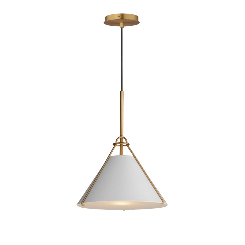 Lucas Single Pendant Light French Gray / Natural Aged Brass