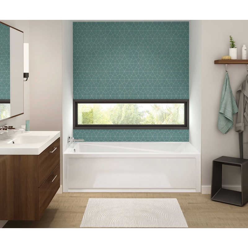 MAAX 106225-R-097-001 Exhibit 7232 IFS Acrylic Alcove Right-Hand Drain Combined Whirlpool & Aeroeffect Bathtub in White