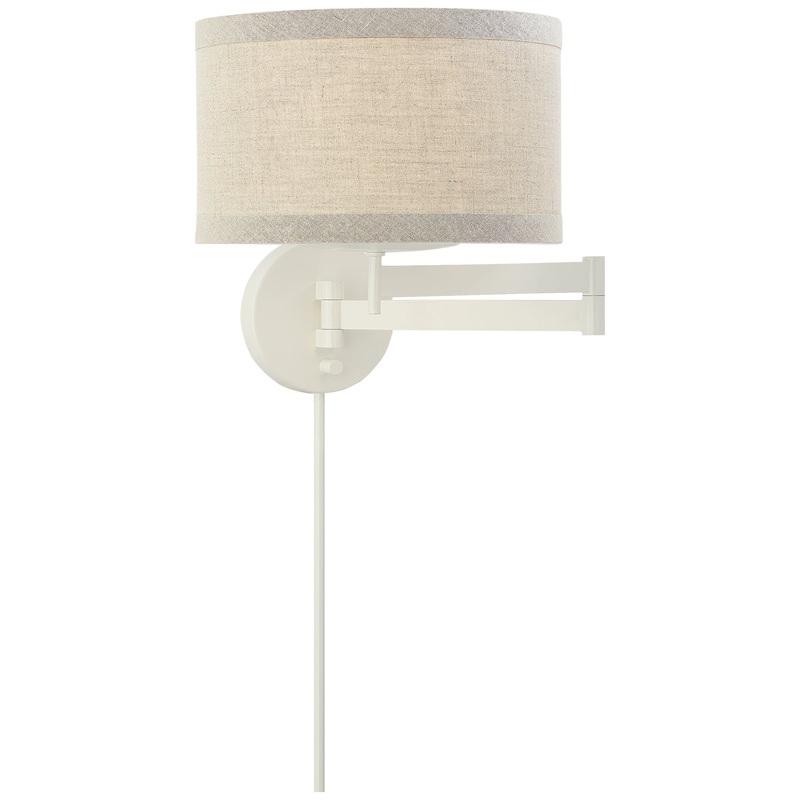 One Light Swing Arm Wall Sconce from the Walker Collection in Light Cream Finish by Visual Comfort Signature