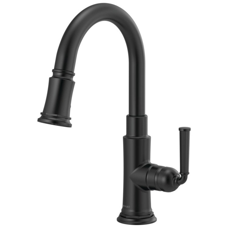 Prep Faucet Rook 1 Lever ADA Matte Black Pull Down 2 Function Aerated Stream or Spray 360 Degree Swivel