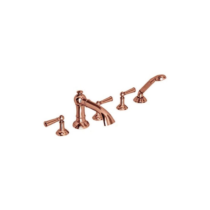 Roman Tub Trim Aylesbury Deck Mount with Handshower 3 Lever Antique Copper ADA 8 to 20 Inch Spread