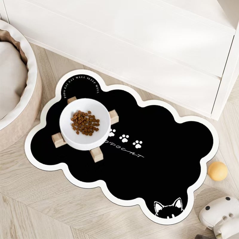 Style 12 Black Absorbent Diatomaceous Earth Pet Feeding Mat – Non-Slip & Quick Dry Placemat (50x80cm)