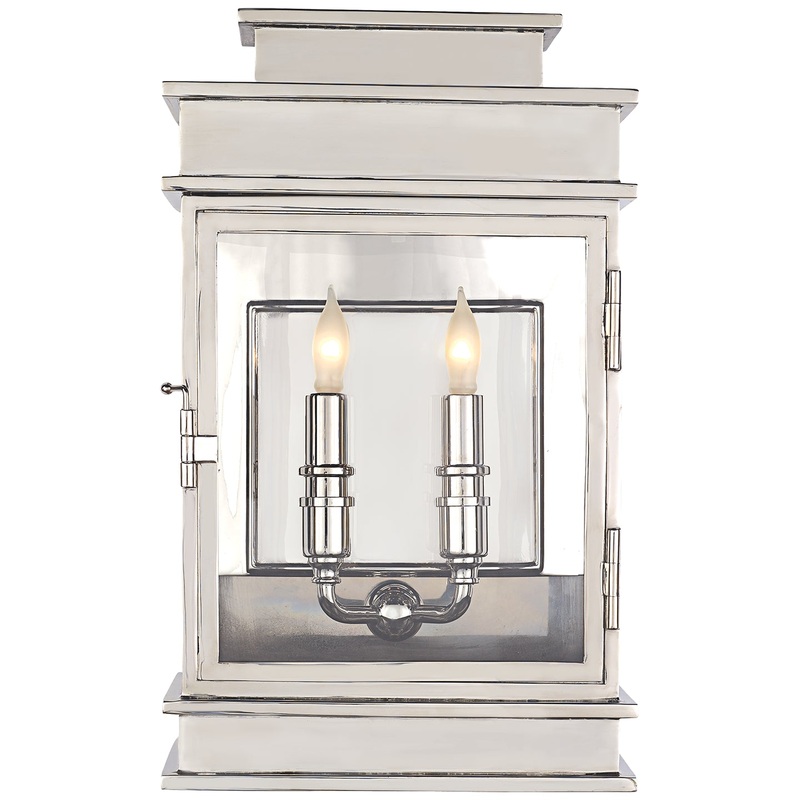 Two Light Wall Sconce from the Linear Lantern Collection in Polished Nickel Finish by Visual Comfort Signature