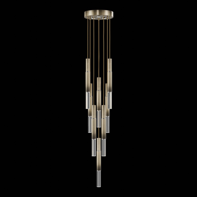 Antonia 16″W Round Pendant Ombre Bronze/Nickel/No Skin