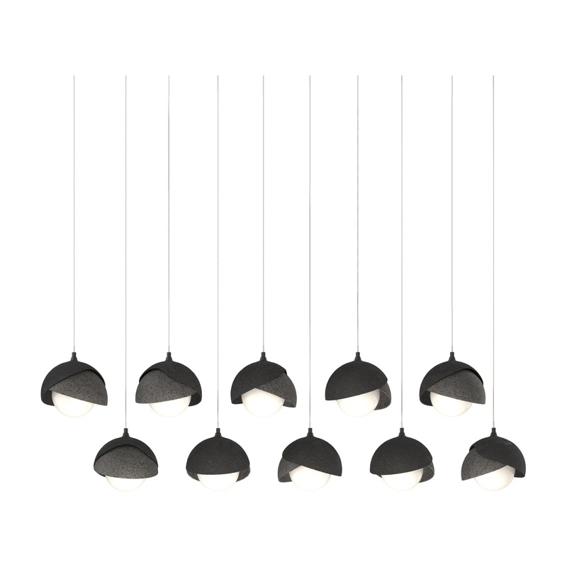 Brooklyn 10-Light Double Shade Pendant Black Natural Iron