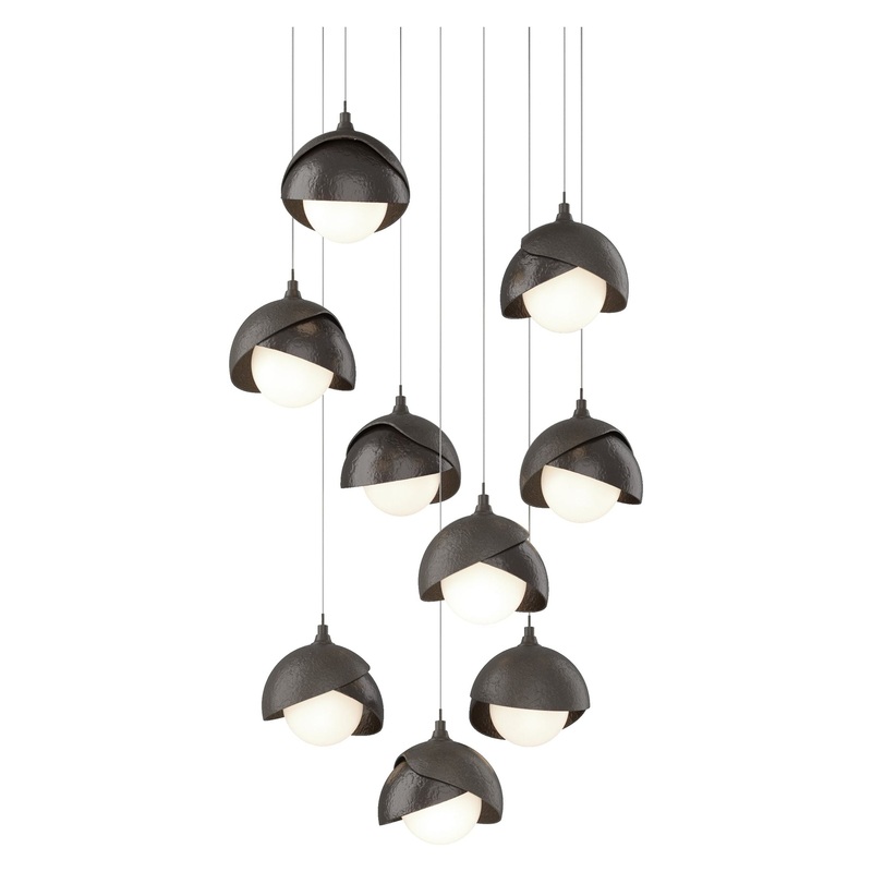 Brooklyn 9-Light Double Shade Pendant Dark Smoke Oil Rubbed Bronze