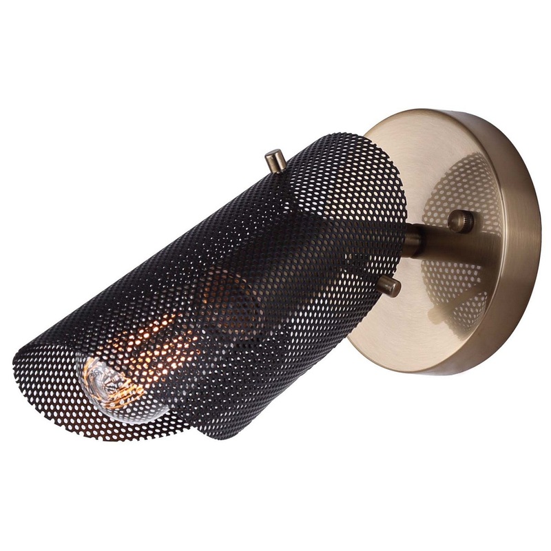 Canarm ICW1131A01BKG Huxlee One Light Wall Sconce Matte Black And Gold