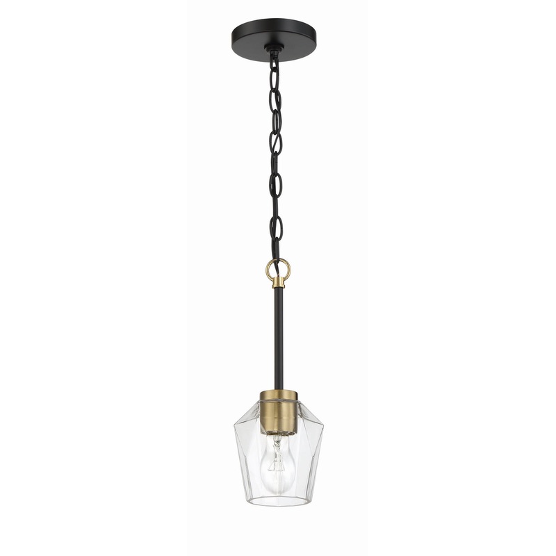 Craftmade 56991-FBSB Avante Grand One Light Mini Pendant Flat Black/Satin Brass