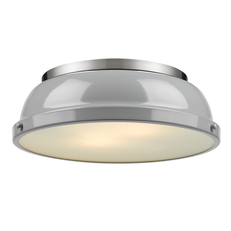 Duncan 14″ Flush Mount in Pewter with a Gray Shade