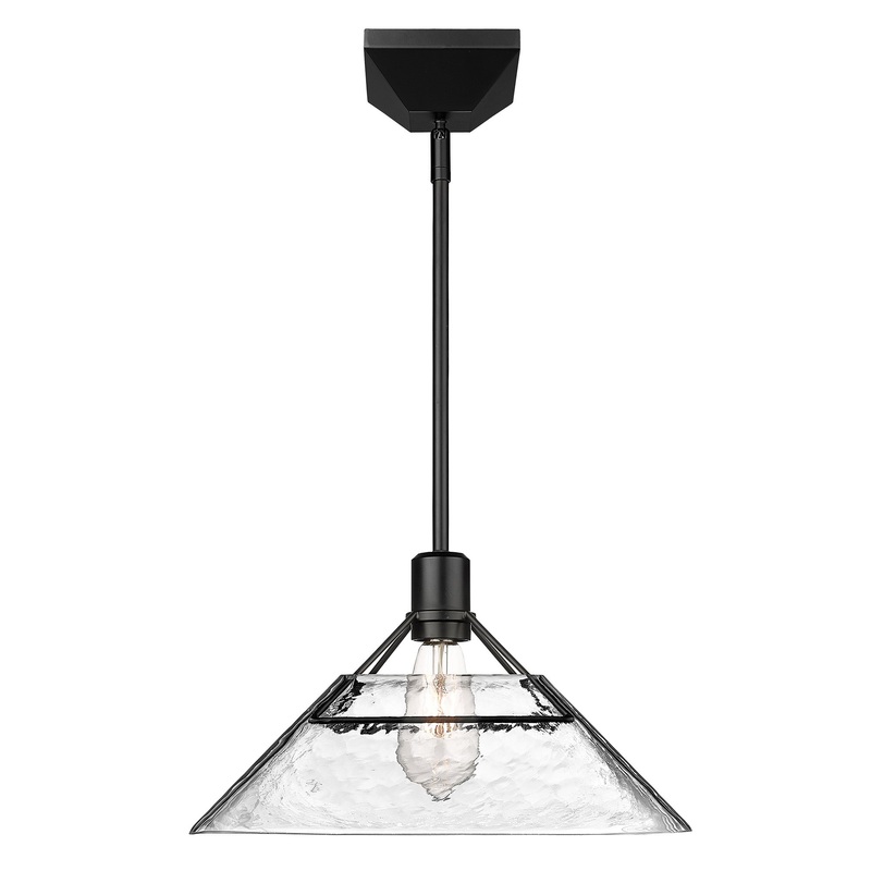 Kepler Medium Pendant in Matte Black with Water Glass Shade