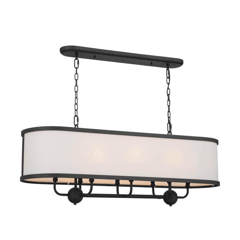 Kichler 52467BKT Eight Light Linear Chandelier, Textured Black