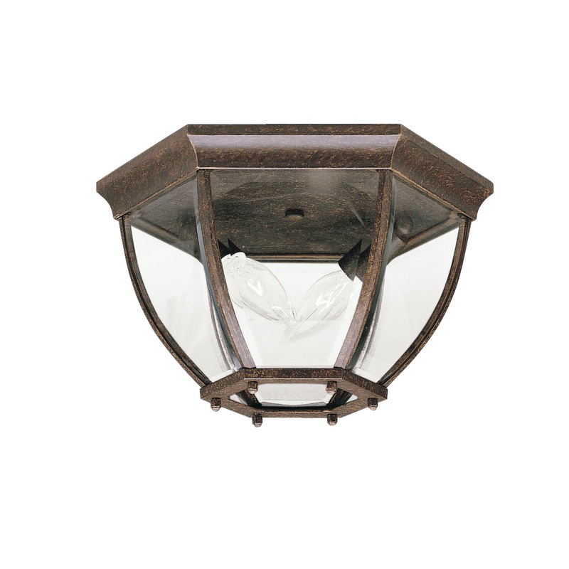 Kichler 9886TZ Two Light Outdoor Ceiling Mount, Tannery Bronze