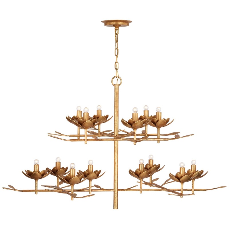 LED Chandelier from the Clementine Collection in Antique Gold Leaf Finish by Visual Comfort Signature