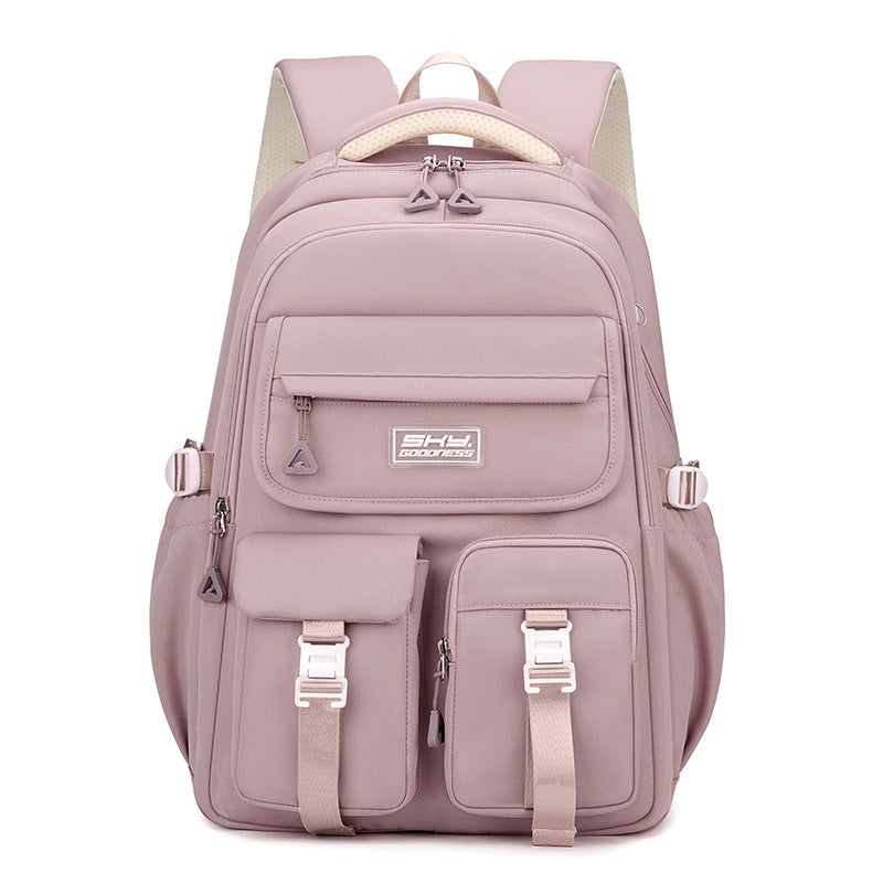 Light Purple Large Capacity Waterproof Student Backpack – Fits 15-Inch Laptop, Multi-Pocket Travel Daypack