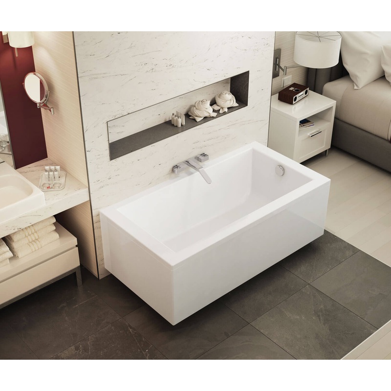 MAAX 410012-000-001-104 ModulR 6032 (Without Armrests) Acrylic Wall Mounted Left-Hand Drain Bathtub in White