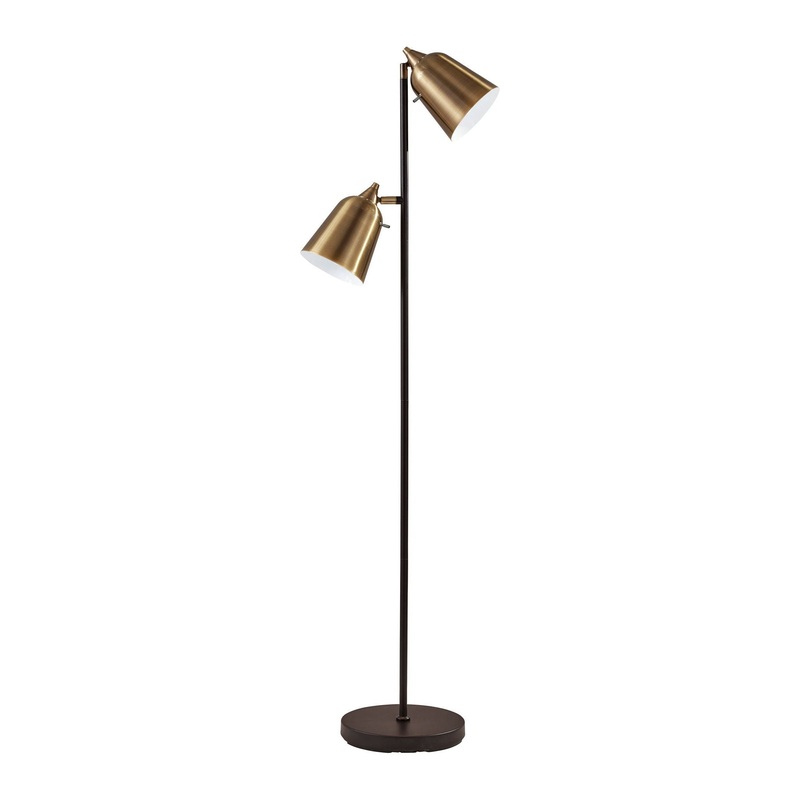 Malcolm Floor Lamp Matte Black & Antique Brass