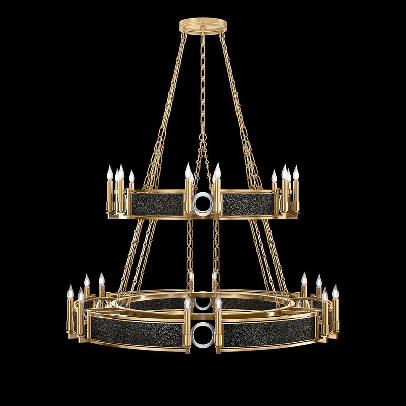 Mirage 50″W Round Chandelier Gold Leaf/Nickel/Black Knight
